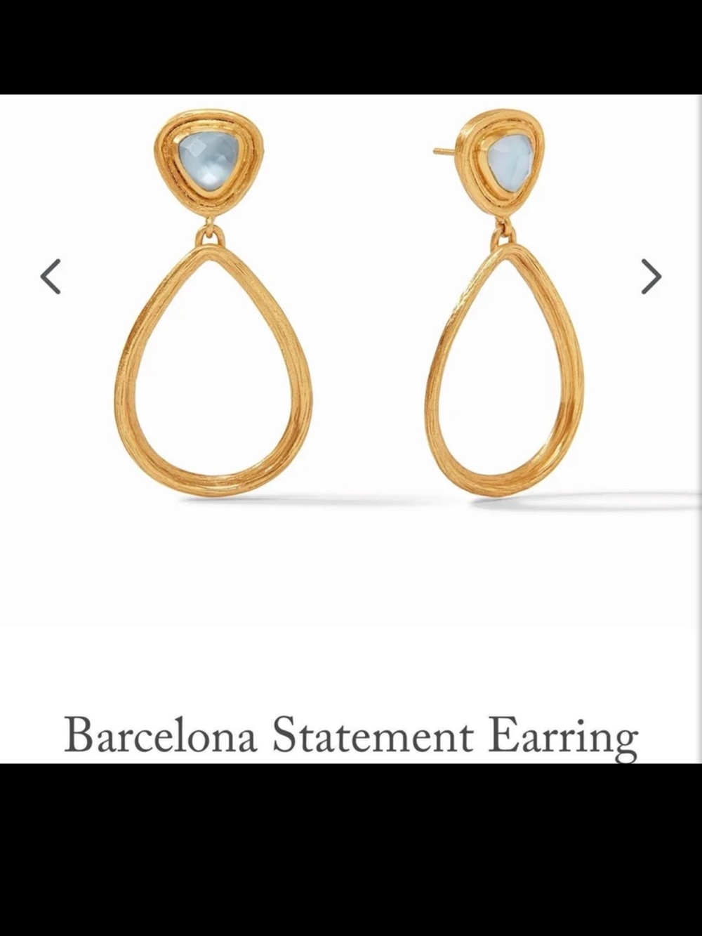 Julie Vos Gold Drop Earrings with Light Blue Stone